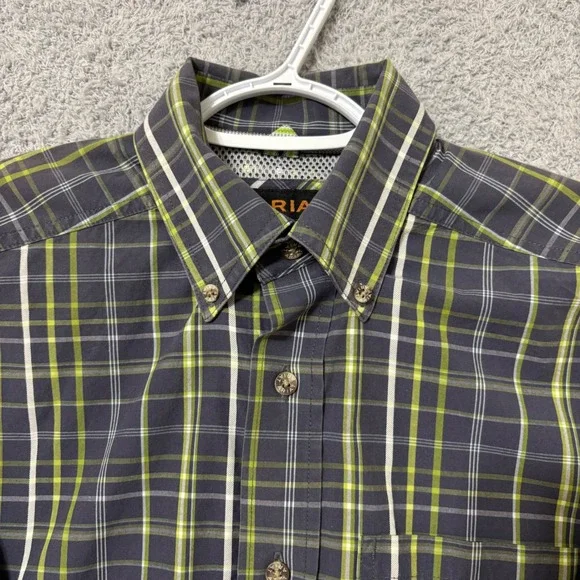 Plaid Button Down Shirt Western Workwear Small Cotton Blend Ariat Pro Series - Picture 3 of 13